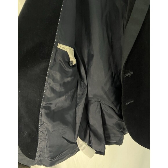 HE Homini Emerito by Mango Dark Blue Velvet Blazer 100% Cotton US/ XS - Picture 7 of 14
